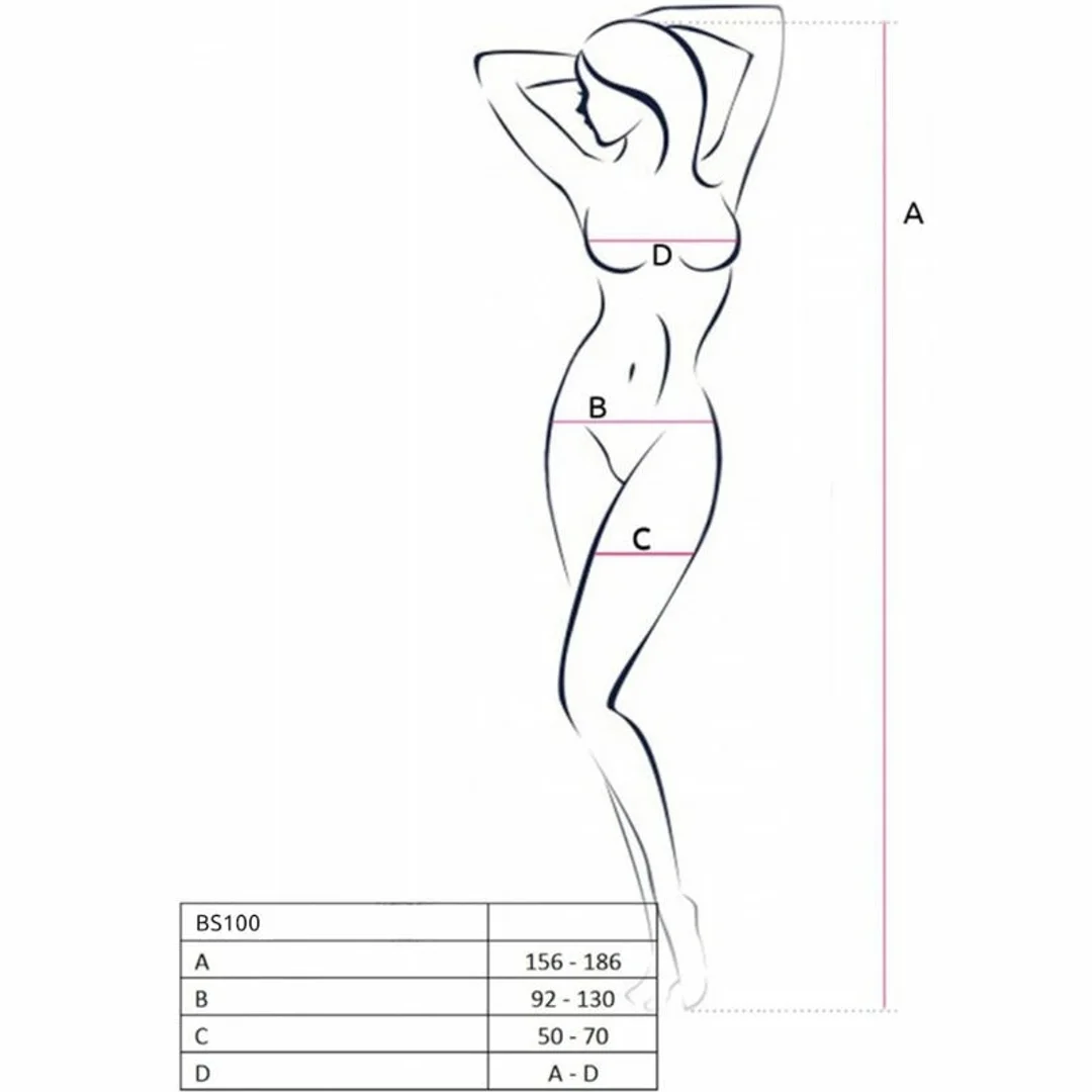 Passion BS100 Bodystocking Biały Uniwersalny - Elastyczna Siatka i Koronka — zdjęcie 5