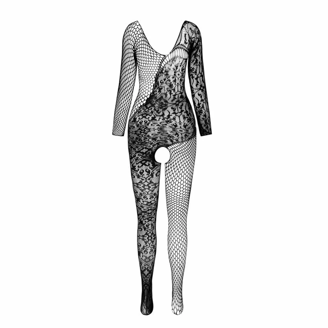 PASSION BS107 Bodystocking biały elastyczny jednorozmiarowy — zdjęcie 3