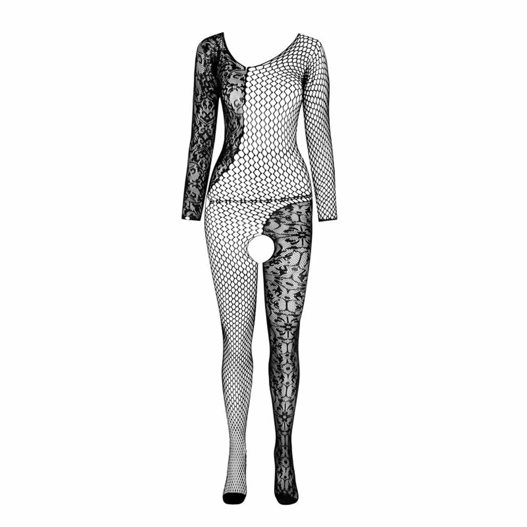PASSION BS107 Bodystocking biały elastyczny jednorozmiarowy — zdjęcie 4