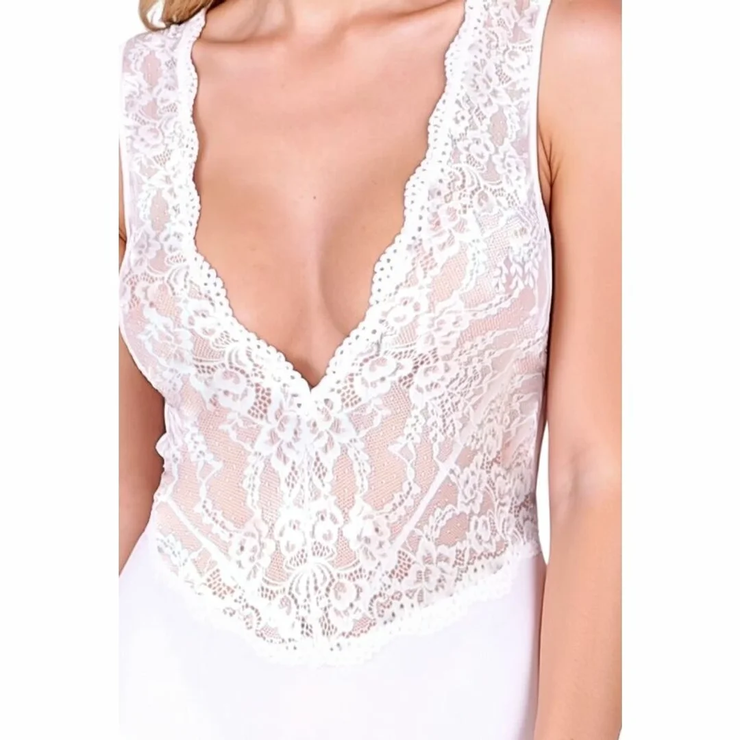 Passion Evalie Body White L/XL - Koronkowa Bielizna z Głębokim Dekoltem — zdjęcie 2