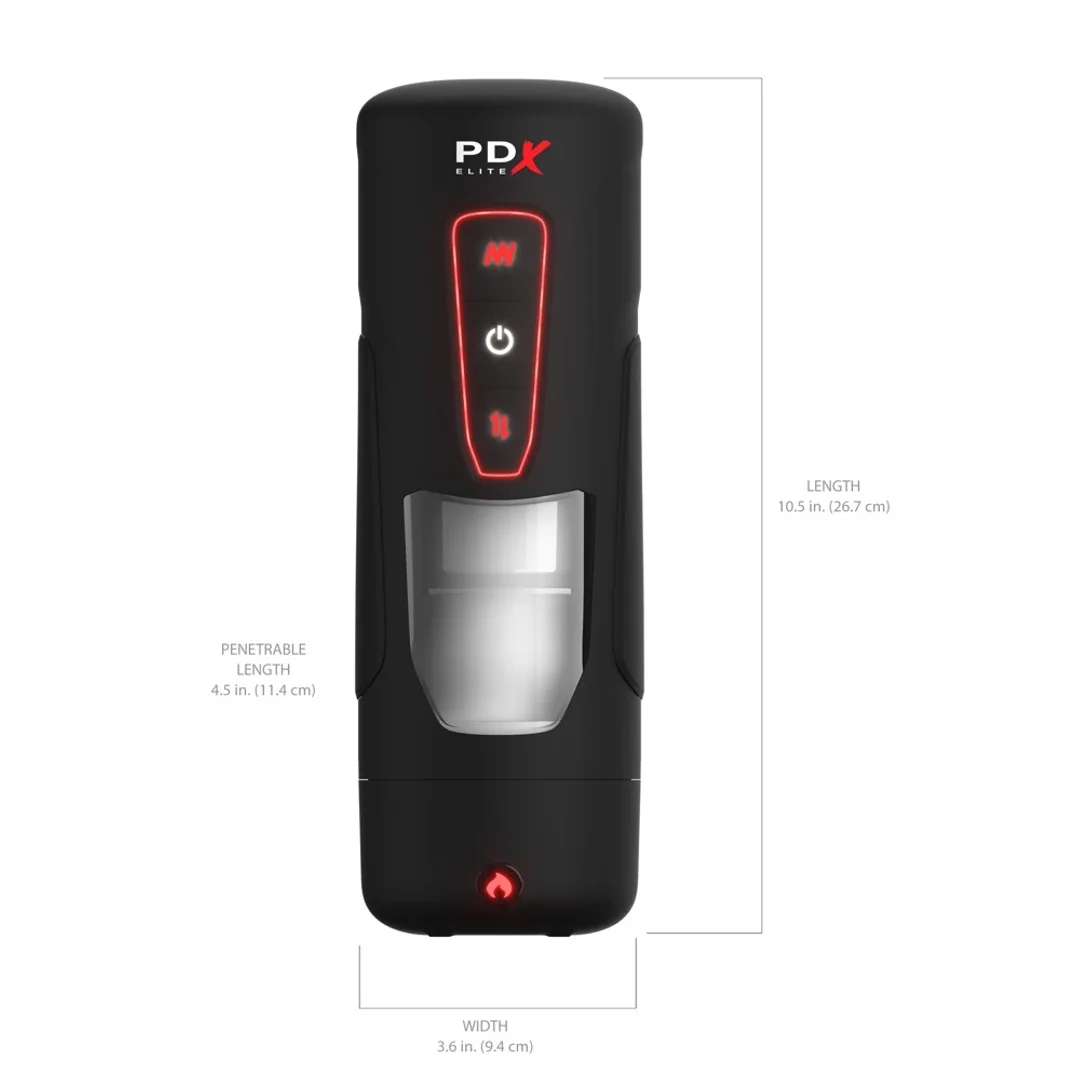 PDX Elite Milk Me Hotter Black - automatyczna maszyna intymna z funkcją podgrzewania — zdjęcie 6