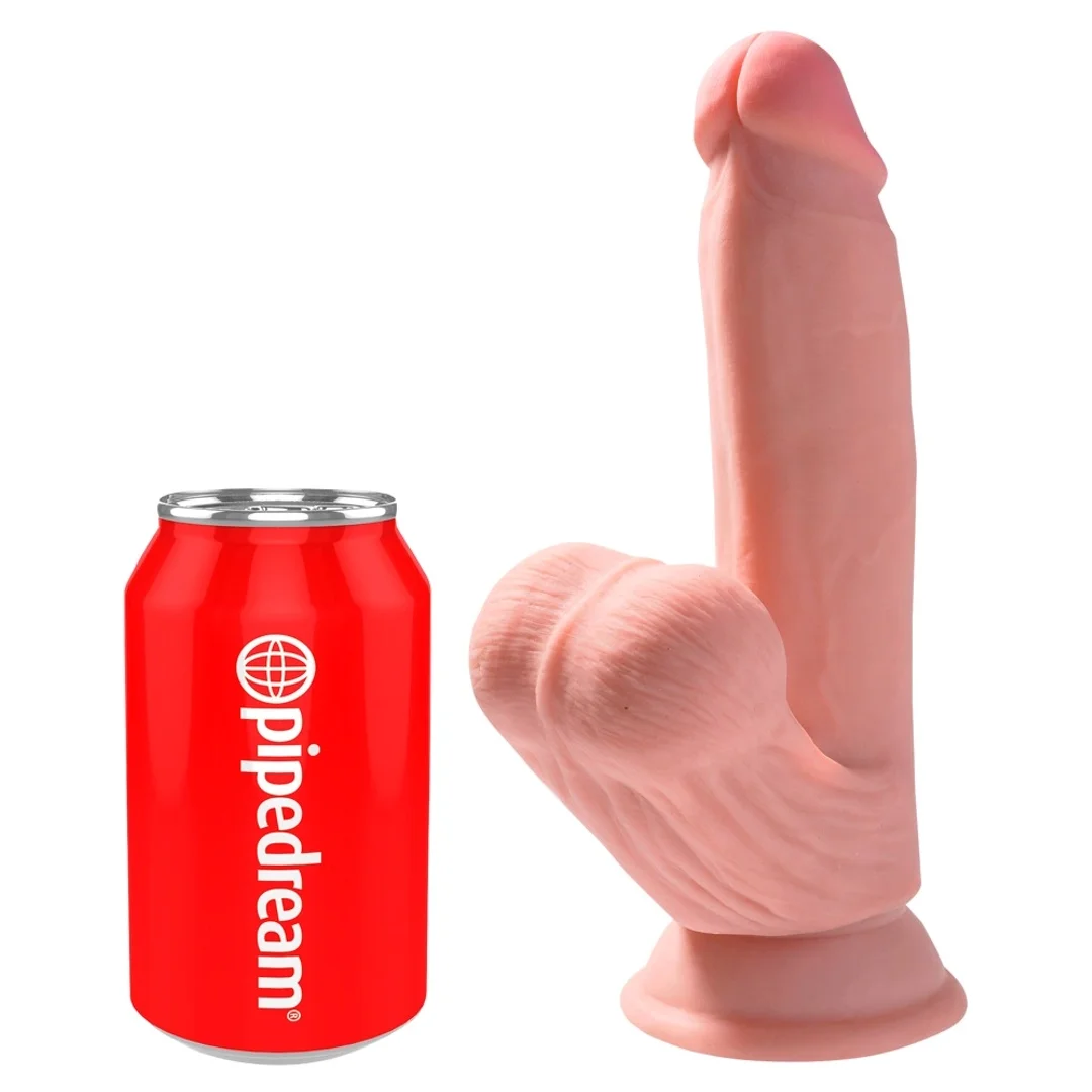 Pipedream King Cock Plus 18 cm jasny - model z kulkami i przyssawką — zdjęcie 2