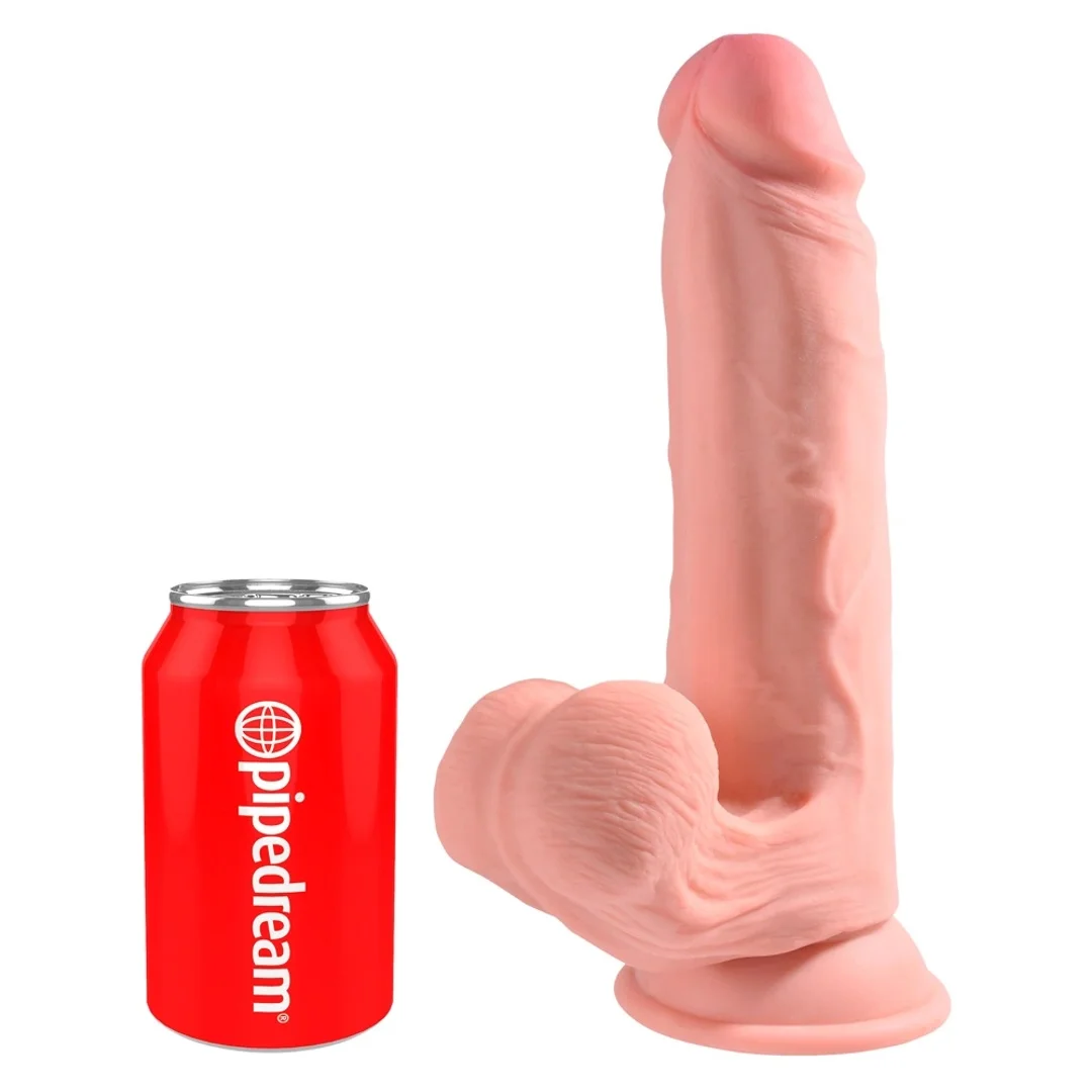 Pipedream King Cock Plus 22,9 cm Jasny - model z przyssawką i kulkami — zdjęcie 2