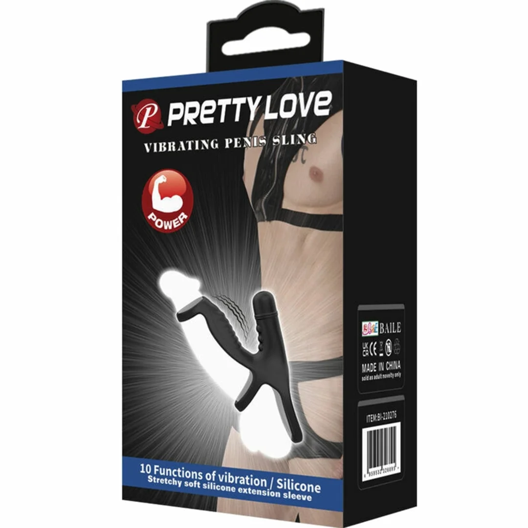 Pretty Love 0801S - Czarny elastyczny rękaw z 10 trybami wibracji, silikon — zdjęcie 7