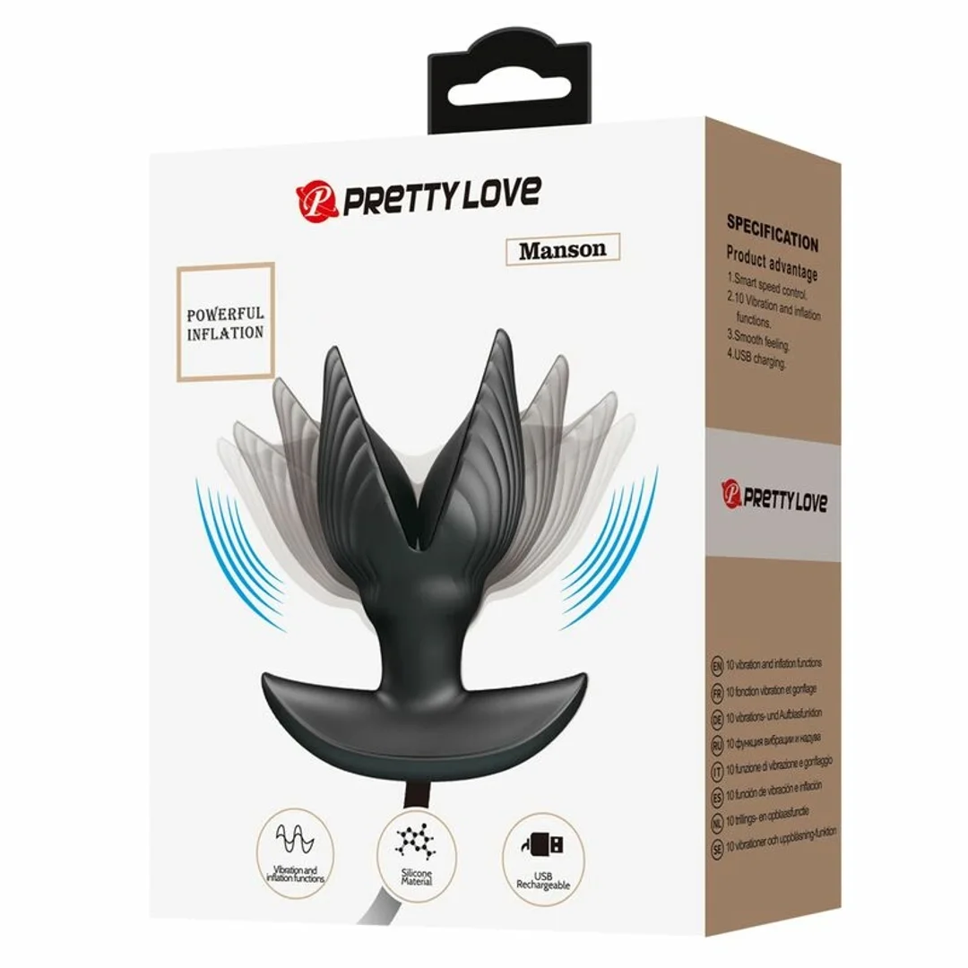 Pretty Love Model Inflatable - Anatomiczna wtyczka z funkcją powiększania, czarna — zdjęcie 9