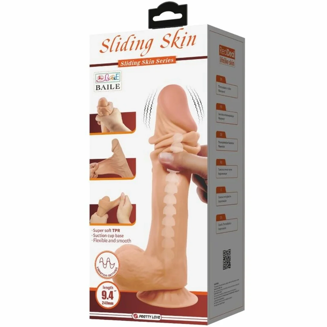 Pretty Love Sliding Skin 24 cm - Model z Przyssawką i Pilotem, Kolor Cielisty — zdjęcie 2
