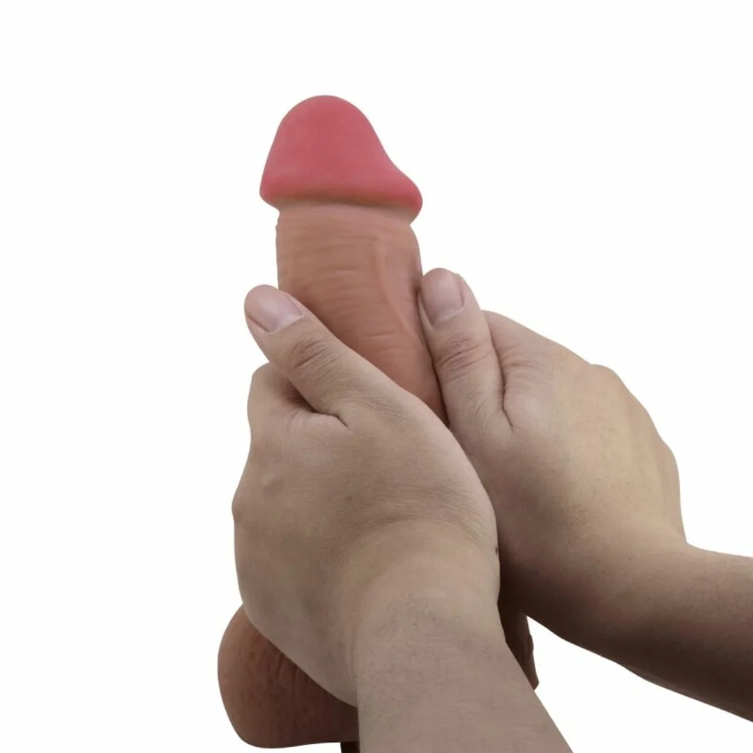 Pretty Love Sliding Skin model brązowy 23,4 cm - ruchoma powierzchnia, przyssawka — zdjęcie 3