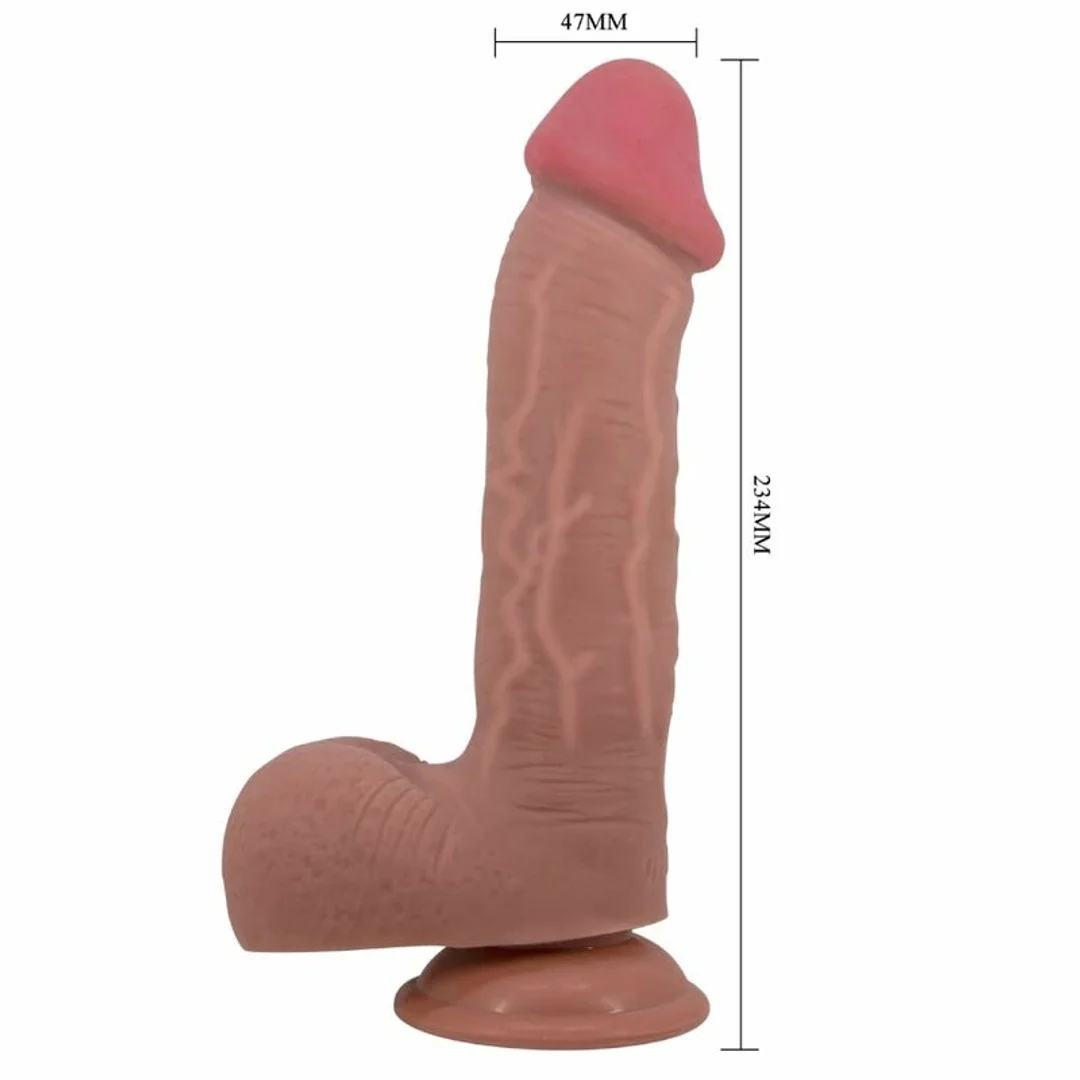 Pretty Love Sliding Skin model brązowy 23,4 cm - ruchoma powierzchnia, przyssawka — zdjęcie 4