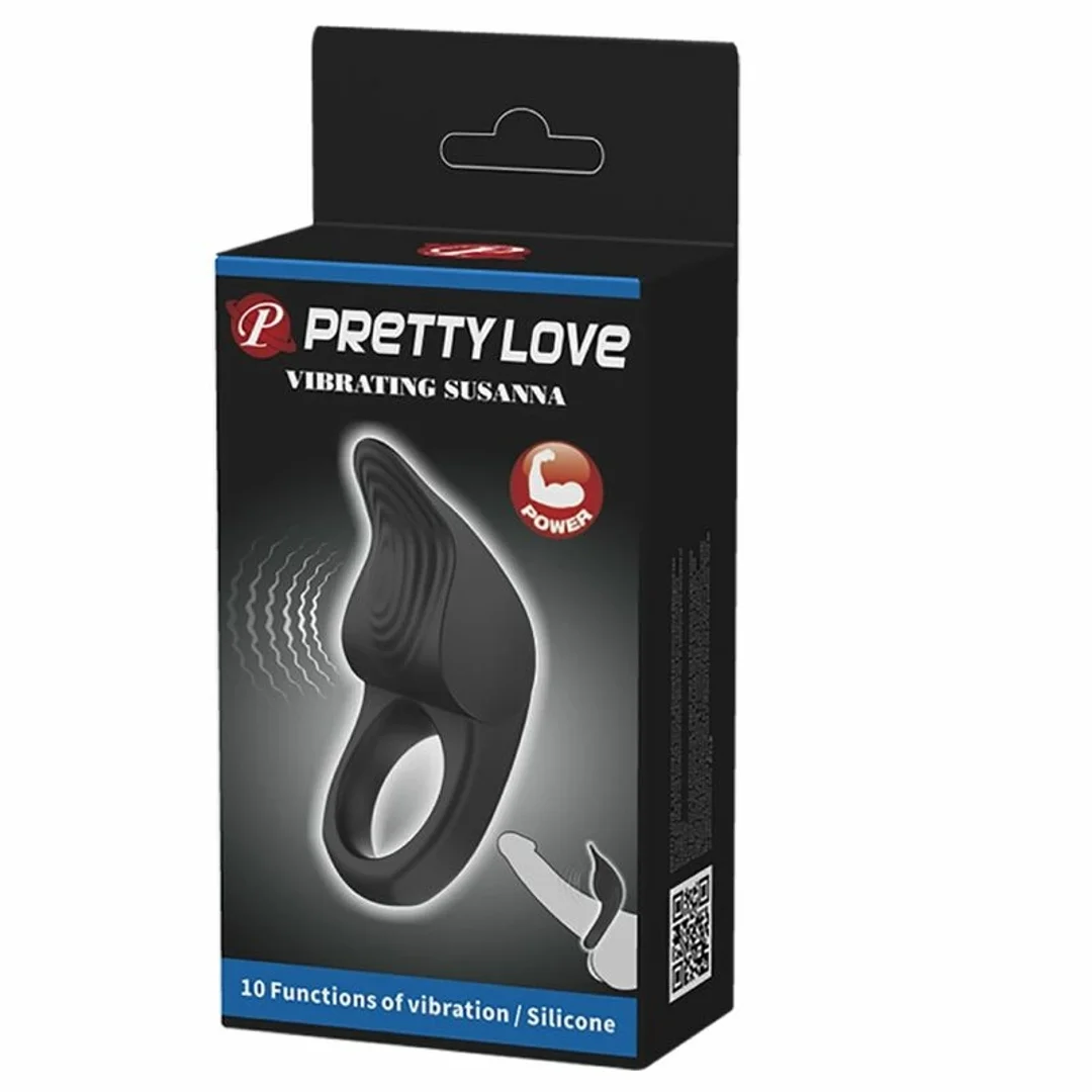 Pretty Love Susanna czarny - elastyczny pierścień wibracyjny z akumulatorem USB — zdjęcie 9