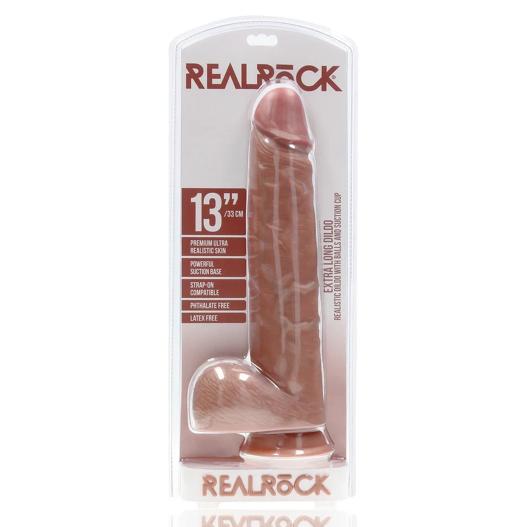 RealRock model 33 cm z przyssawką - anatomiczny kształt, jasny odcień — zdjęcie 4