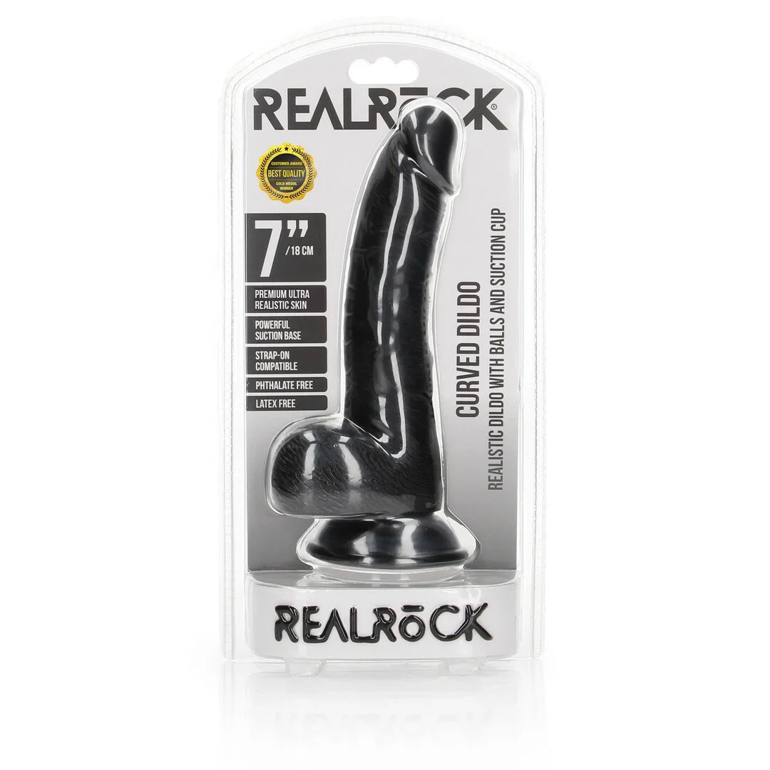 RealRock Zakrzywiony model intymny z przyssawką i detalami 18 cm — zdjęcie 3