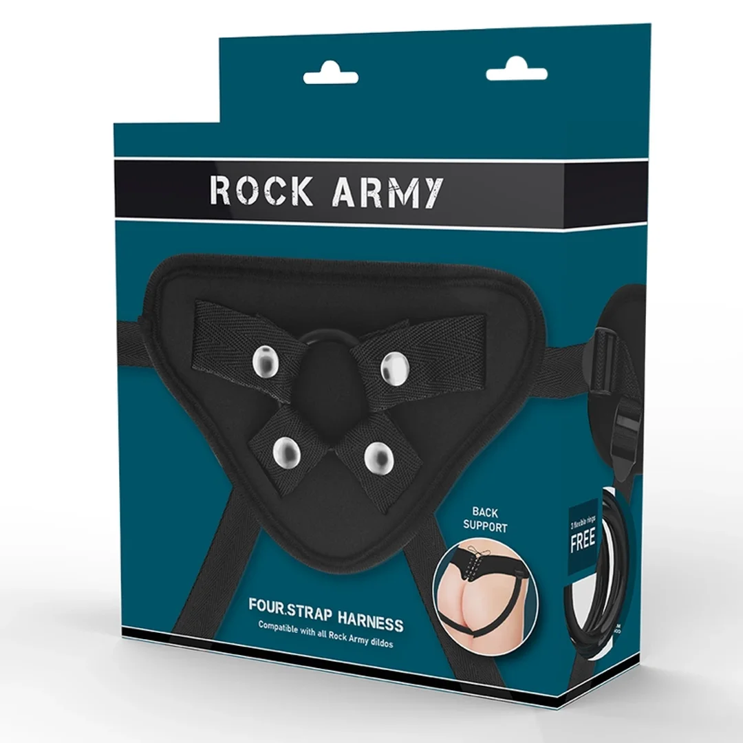 RockArmy Uprząż Regulowana z Elastycznymi Pierścieniami PU Czarna — zdjęcie 7