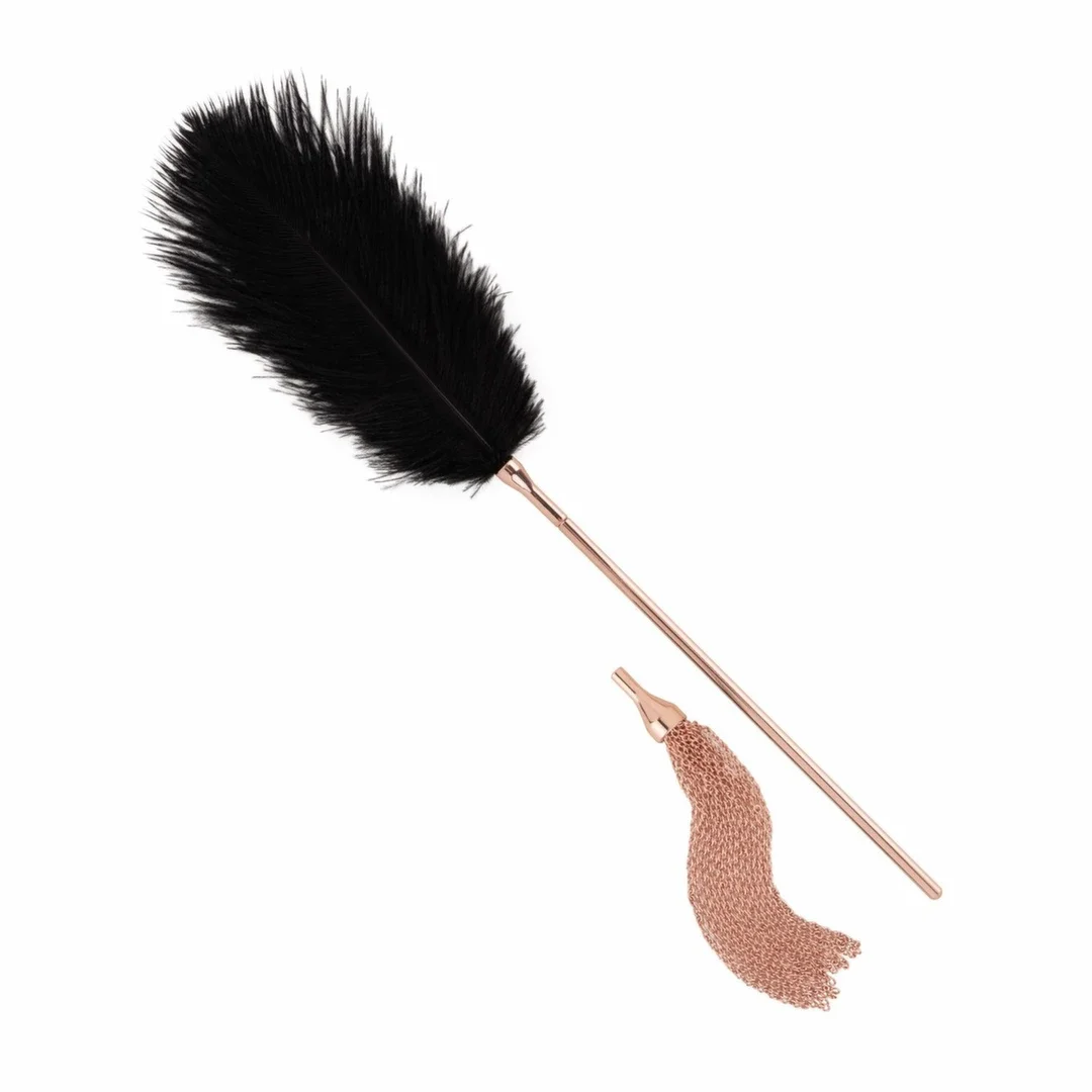 Rosy Gold Feather Tickler & Whip 2w1 - Roża Złota, elegancki design — zdjęcie 2