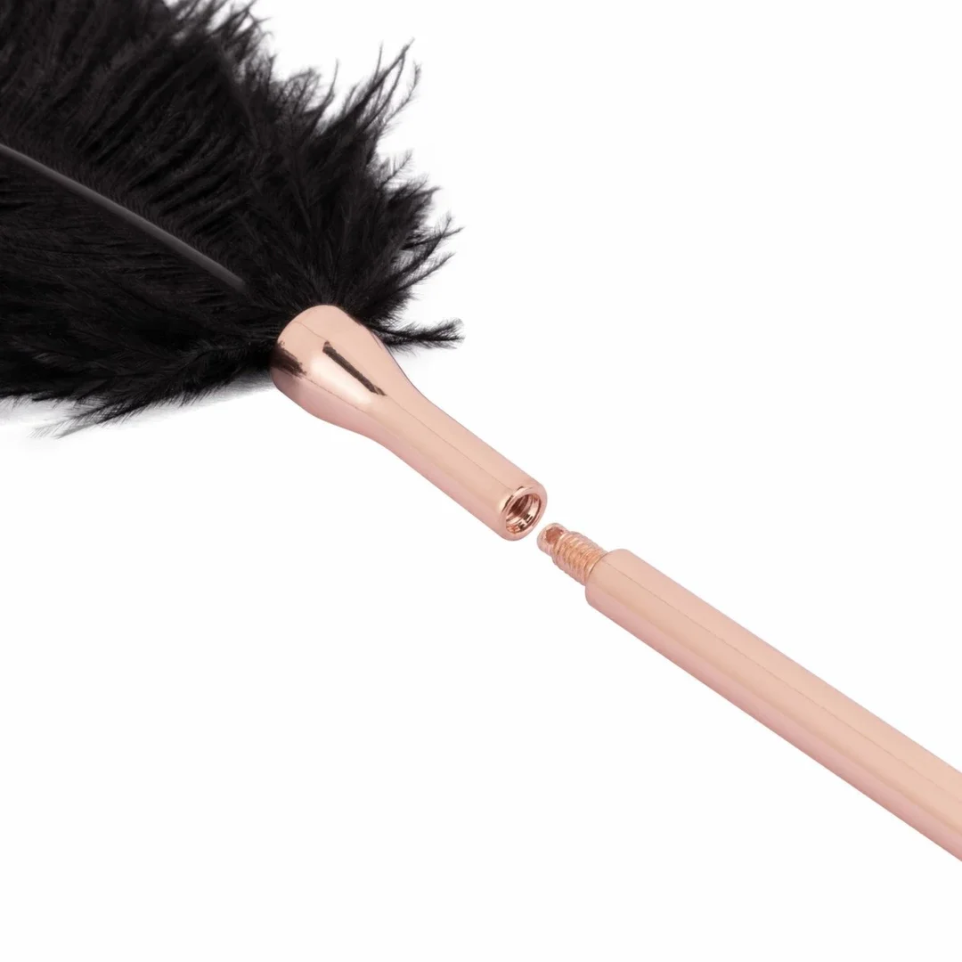 Rosy Gold Feather Tickler & Whip 2w1 - Roża Złota, elegancki design — zdjęcie 6