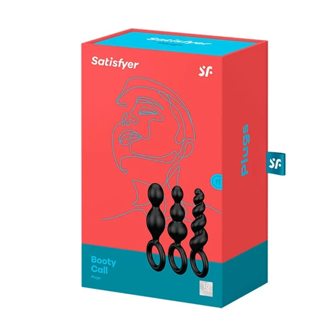 Satisfyer Booty Call Plugs Black - Zestaw trzech silikonowych plugow analnych — zdjęcie 3