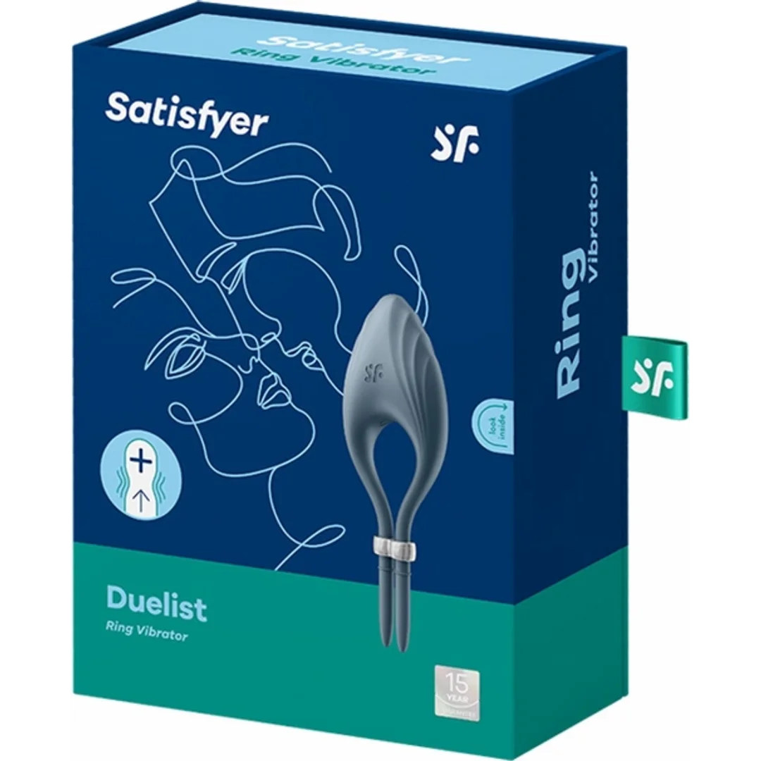 Satisfyer Duelist - Regulowany pierścień silikonowy z wibracją, czarny — zdjęcie 2