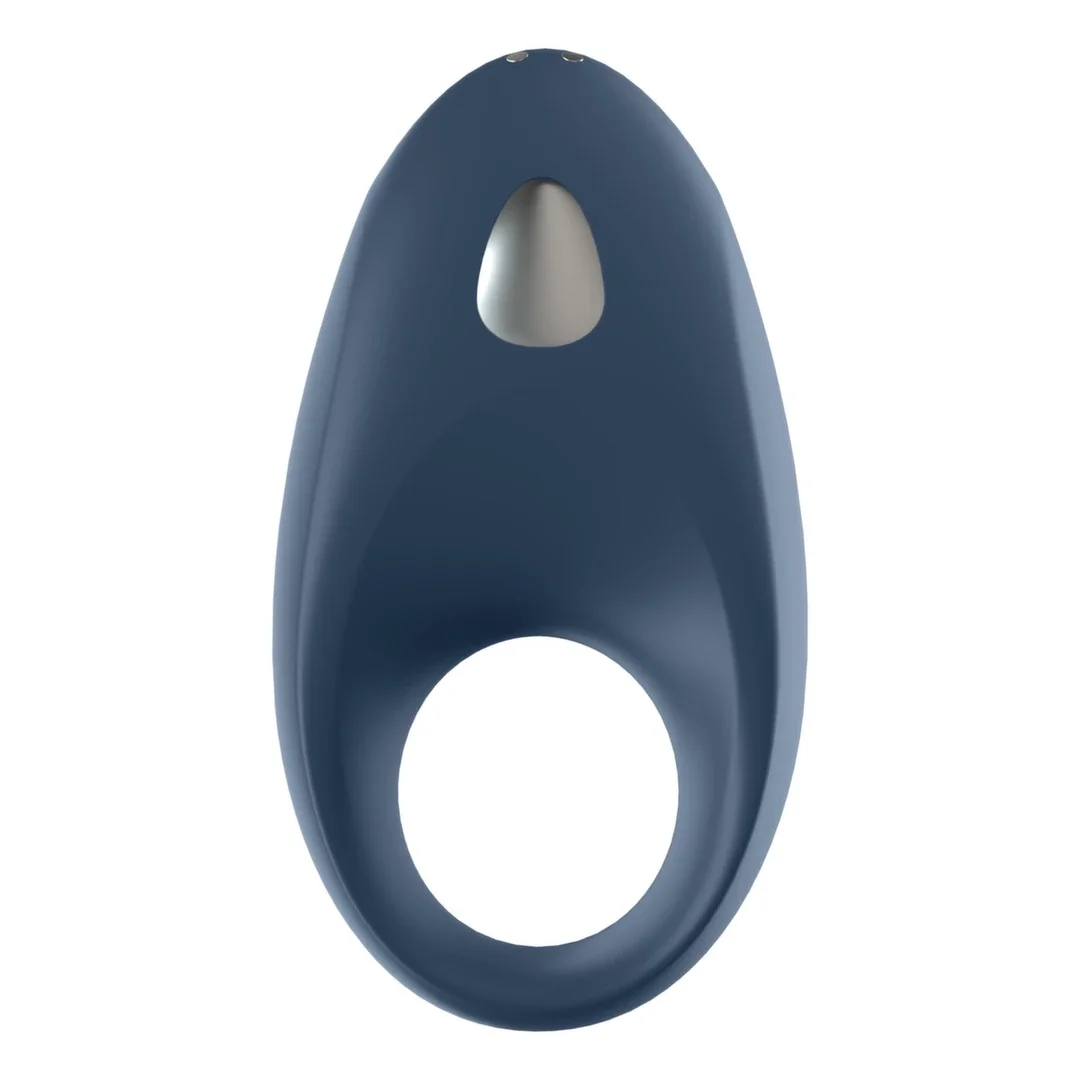 Satisfyer Mighty One Ring - silikonowy elastyczny pierścień z wibracją, niebieski — zdjęcie 2
