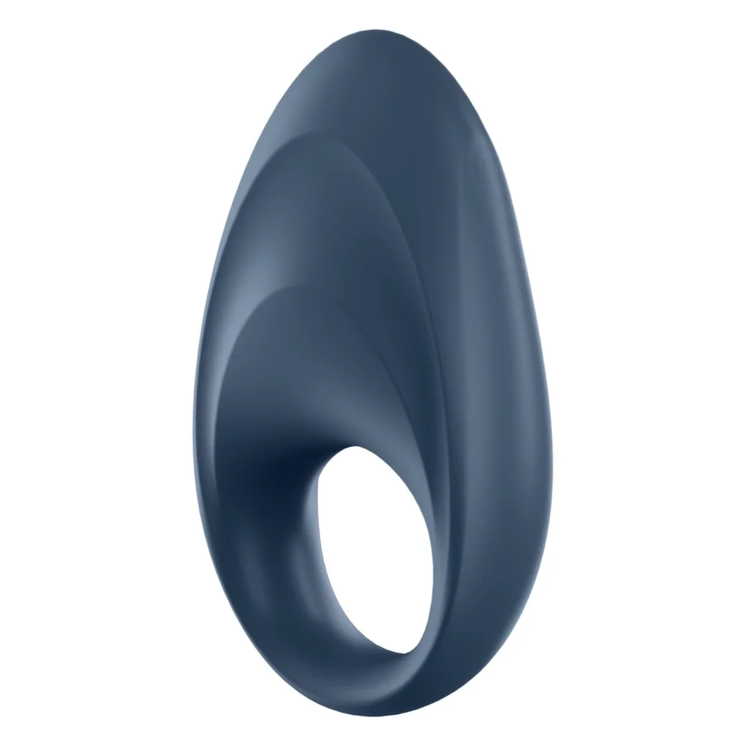 Satisfyer Mighty One Ring - silikonowy elastyczny pierścień z wibracją, niebieski — zdjęcie 6