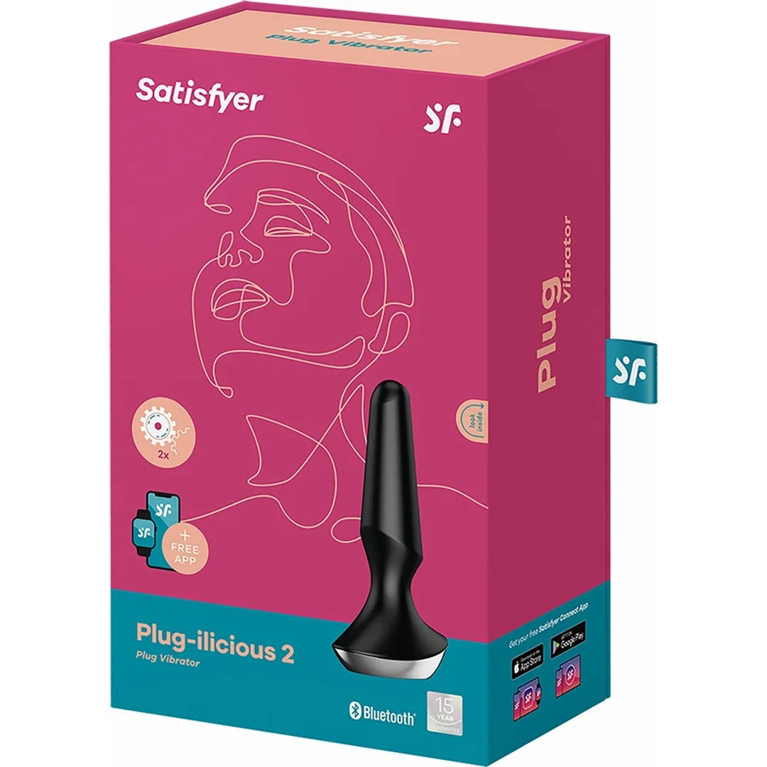 Satisfyer Plug-ilicious 2 - Korek wibrujący, silikon, czarny — zdjęcie 2