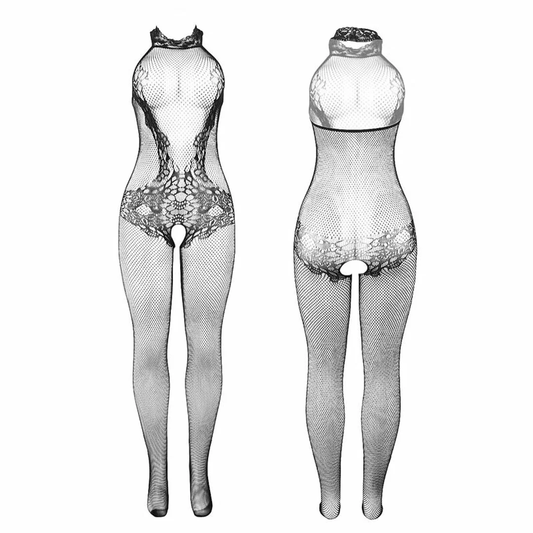 Subblime 951801 Bodystocking z siatki rybackiej i koronki czarny uniwersalny — zdjęcie 4