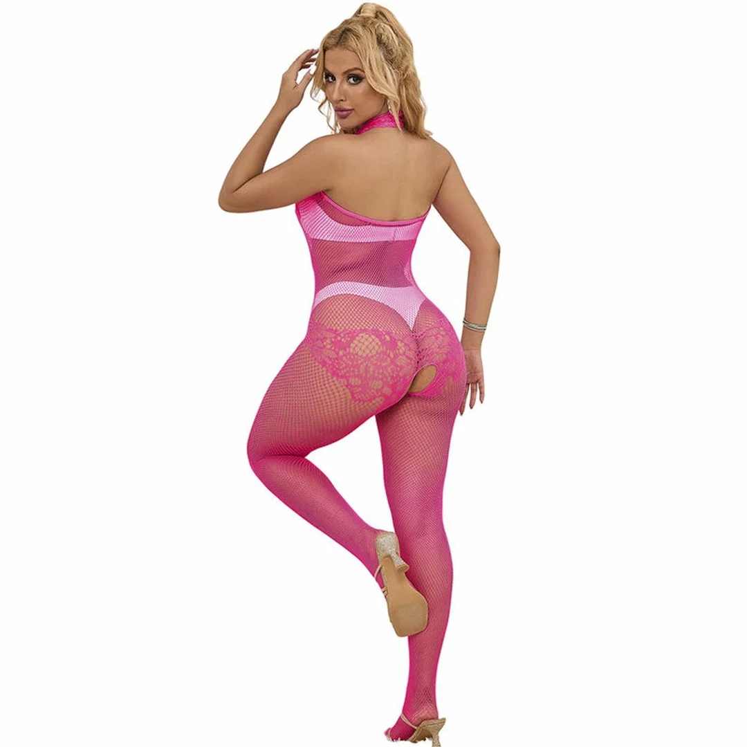 Subblime 952389 Bodystocking siateczkowy i koronkowy rożowy uniwersalny — zdjęcie 2