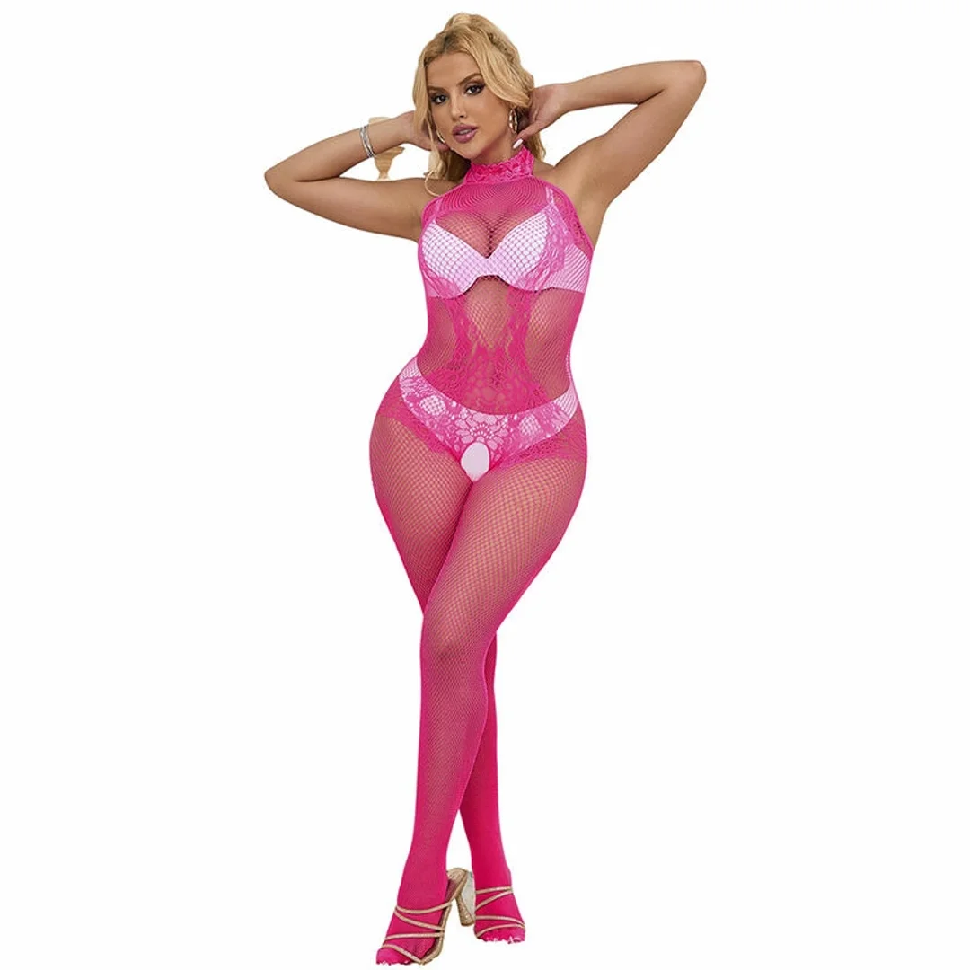 Subblime 952389 Bodystocking siateczkowy i koronkowy rożowy uniwersalny — zdjęcie 4