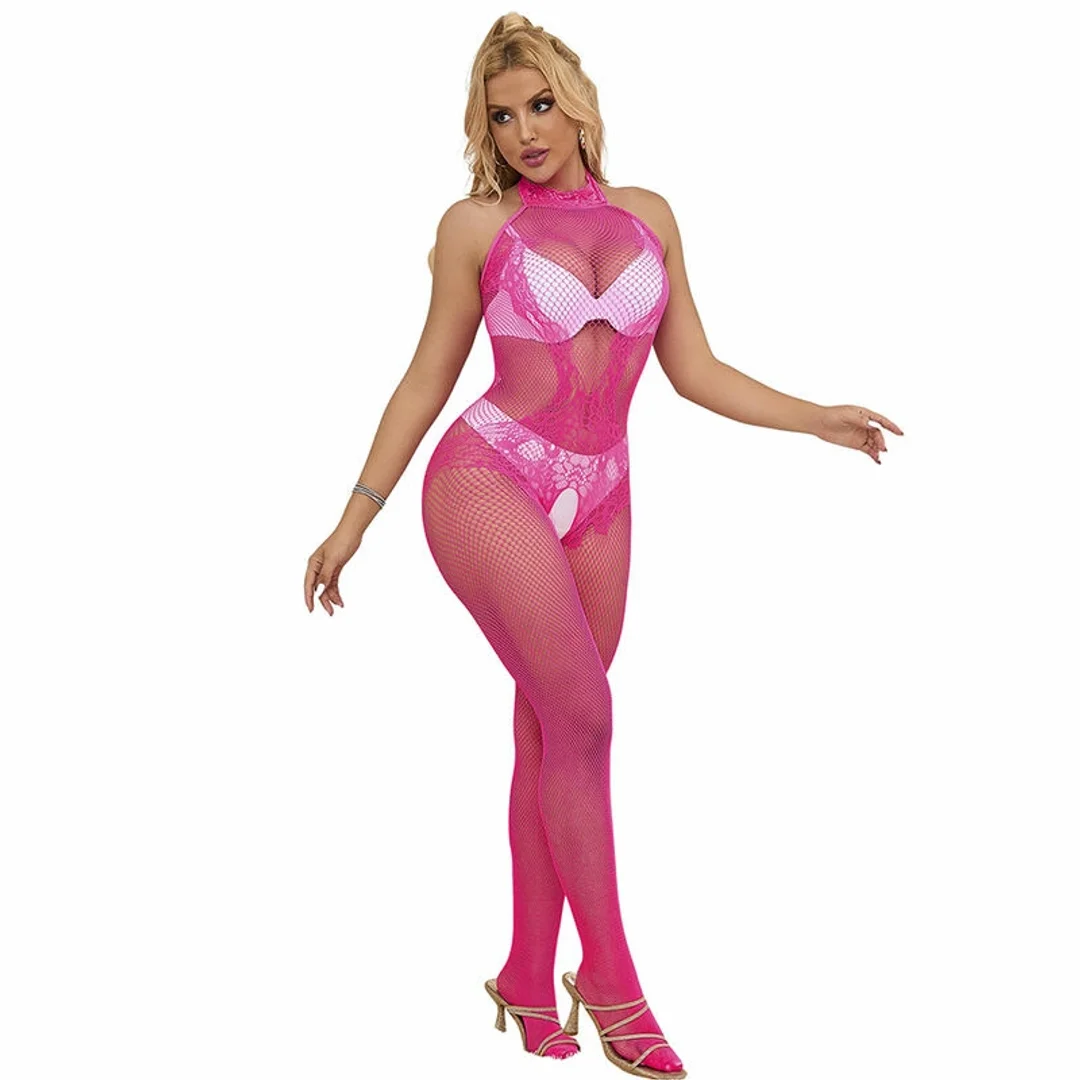 Subblime 952389 Bodystocking siateczkowy i koronkowy rożowy uniwersalny — zdjęcie 5