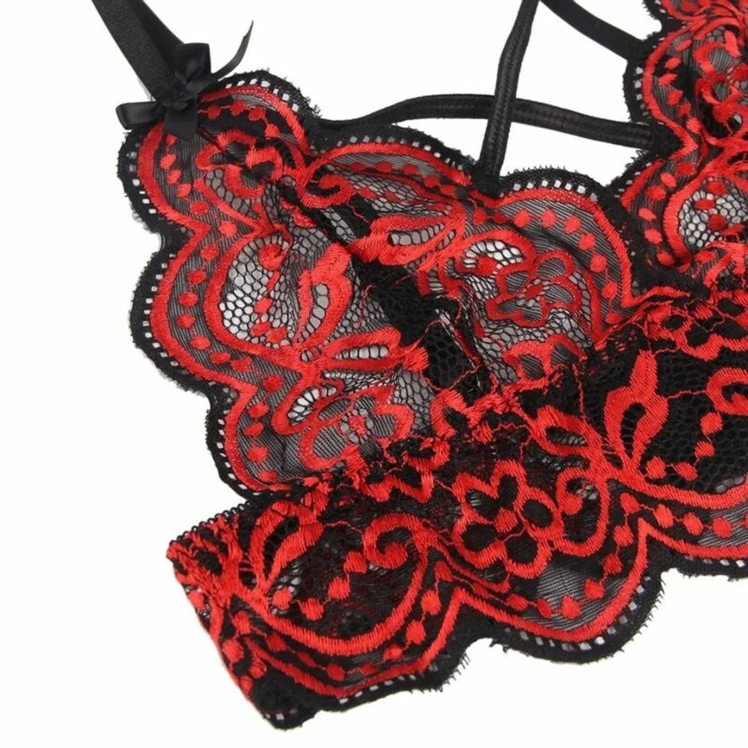 Subblime Lingerie Set L/XL - Koronkowy Top i Majtki, Czerń & Czerwień — zdjęcie 4
