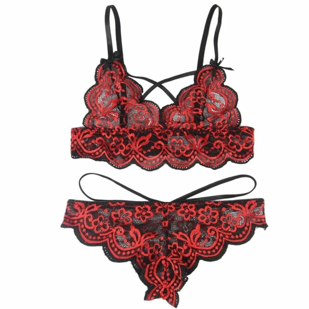Subblime Lingerie Set L/XL - Koronkowy Top i Majtki, Czerń & Czerwień — zdjęcie 5