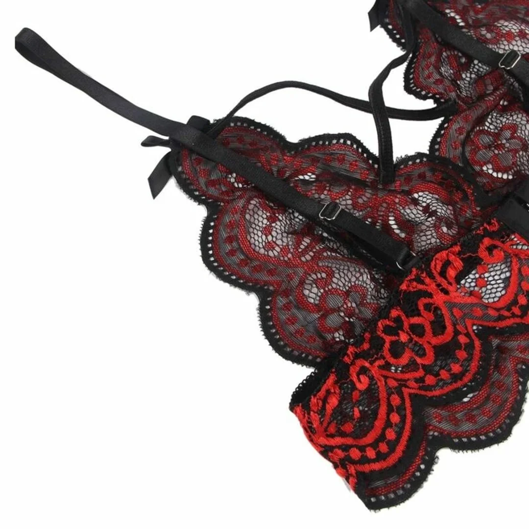 Subblime Lingerie Set L/XL - Koronkowy Top i Majtki, Czerń & Czerwień — zdjęcie 6
