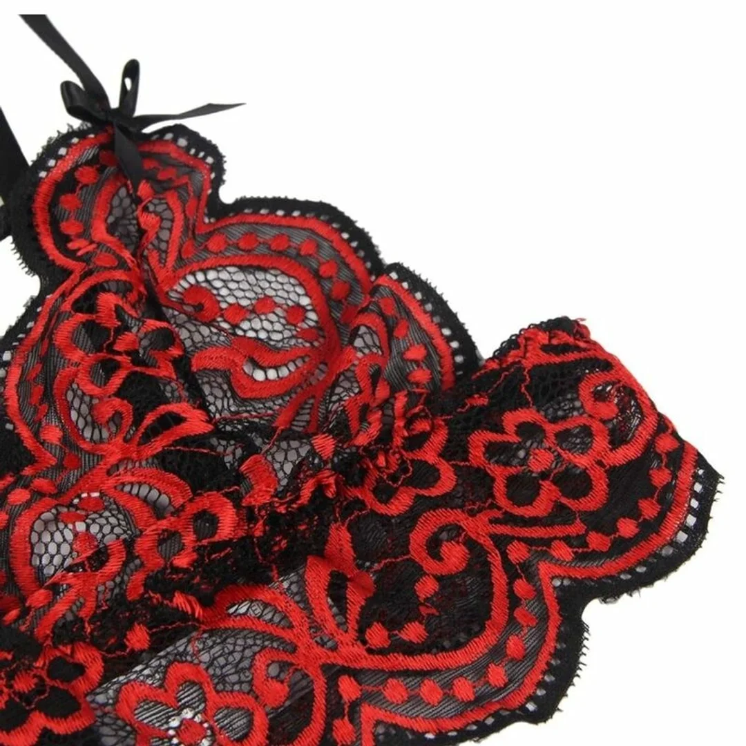 Subblime Lingerie Set L/XL - Koronkowy Top i Majtki, Czerń & Czerwień — zdjęcie 7