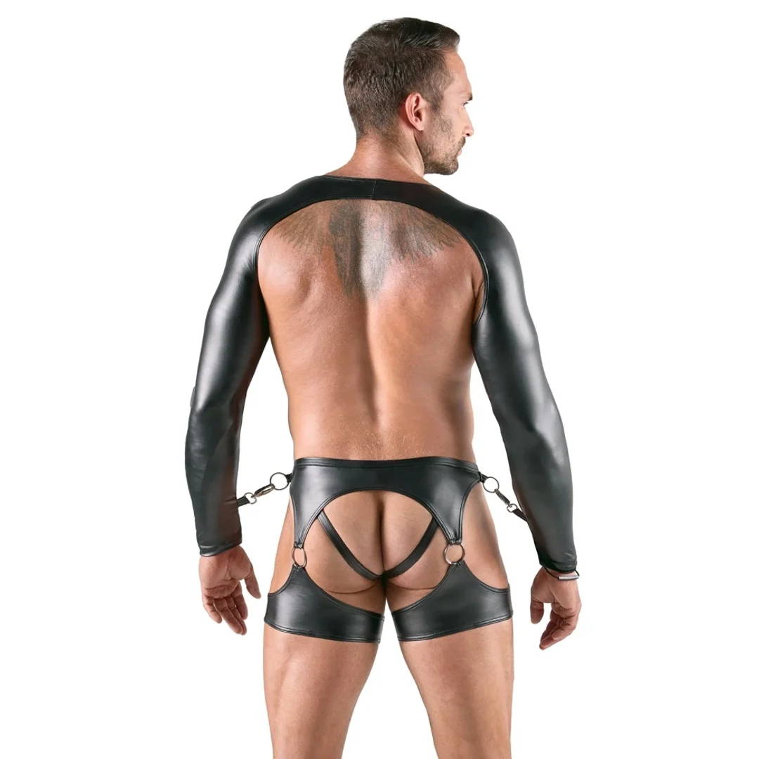 Svenjoyment Bondage zestaw męski 3-częściowy matowy czarny L