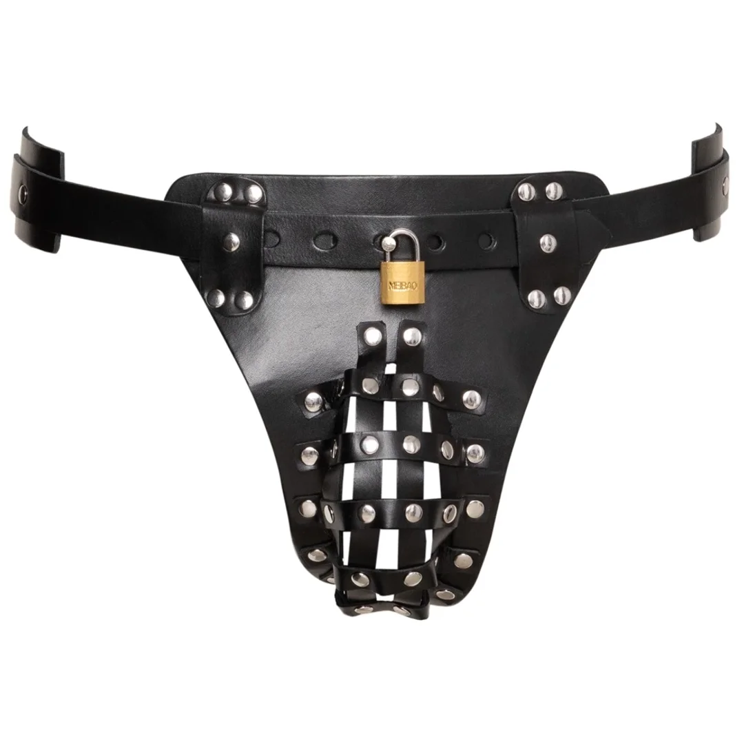 ZADO Men's Leather Jockstrap czarny, skorzany, z zamkami, regulowany — zdjęcie 6