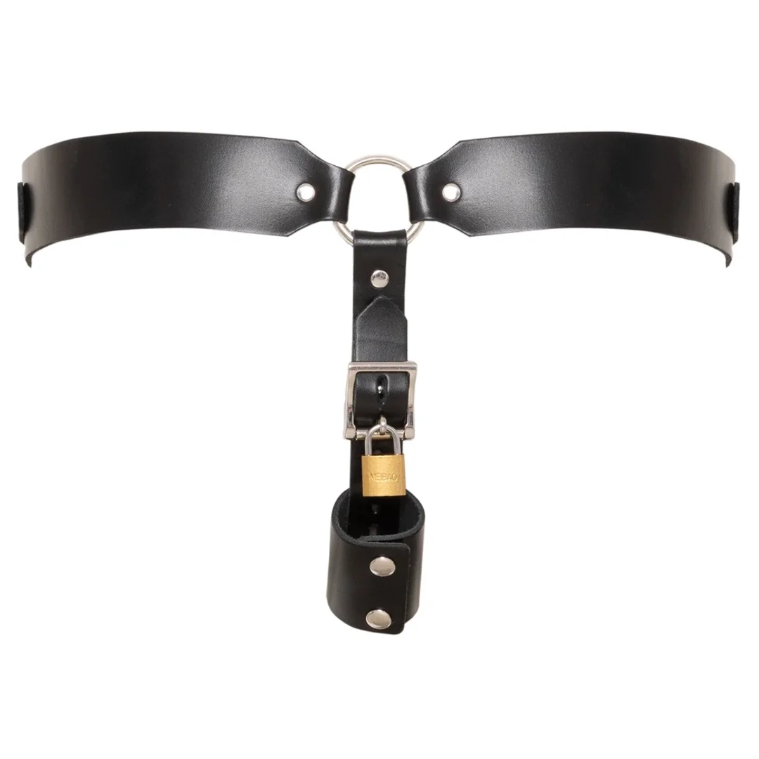 ZADO Men's Leather Jockstrap czarny, skorzany, z zamkami, regulowany — zdjęcie 8