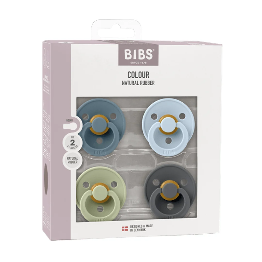 BIBS COLOUR ROUND zestaw 4 szt smoczków niemowlęcych, roz 6-18 mcy
