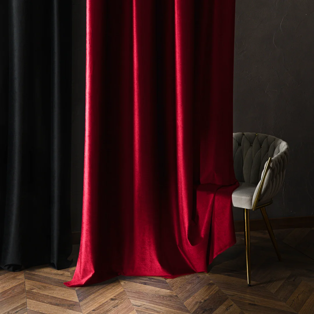 Zasłona gotowa na taśmie 140x250 043 czerwony Blackout Velvet