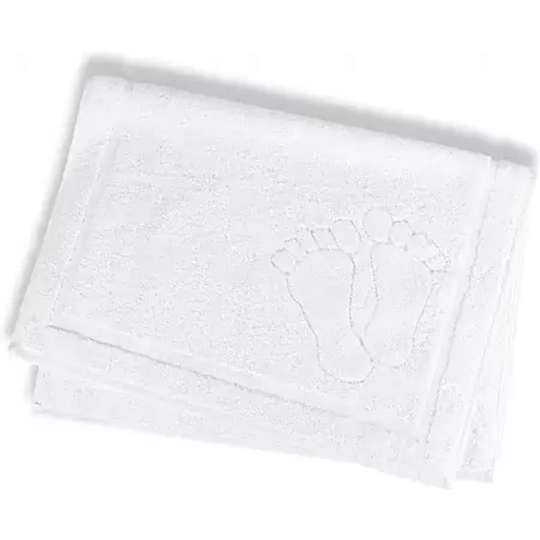Dywanik łazienkowy 50x70 Single biały hotelowy stópki welurowy bawełniany 480g/m2