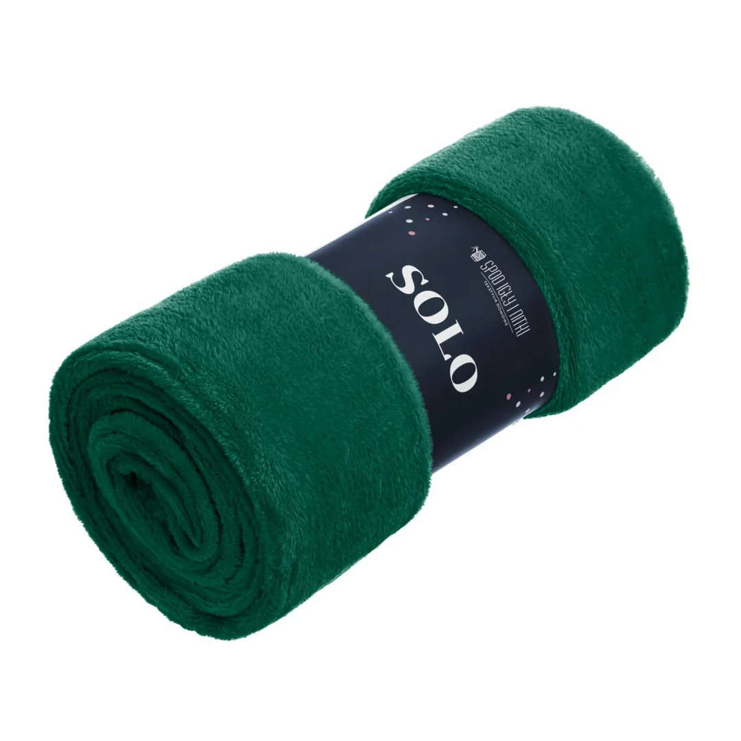 Koc 200x220 zielony butelkowy – narzuta z mikrofibry Solo
