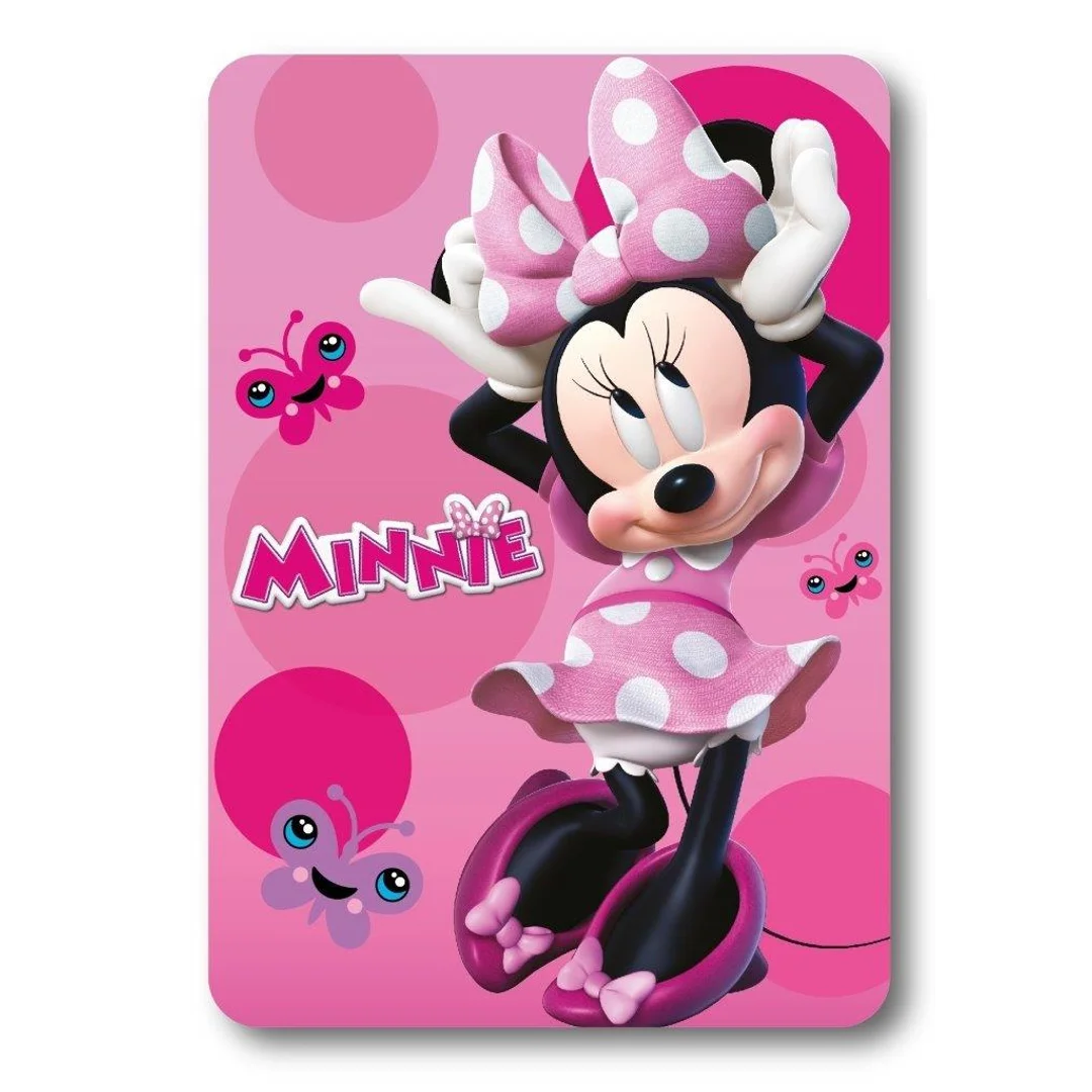 Koc polarowy 100x140 Myszka Minnie różowy grochy 220g/m2 Faro