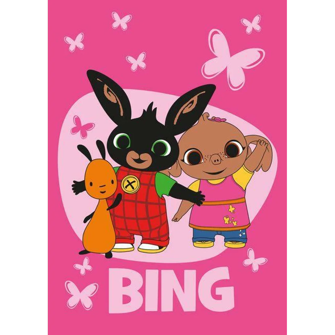 Koc polarowy 100x150 Królik Bunny Bing różowy JF24