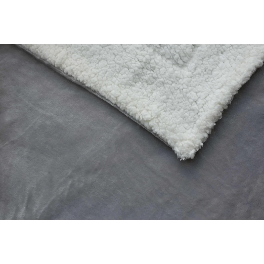 Koc Sherpa 150x200 szary biały z mikrofibry baranek SH25