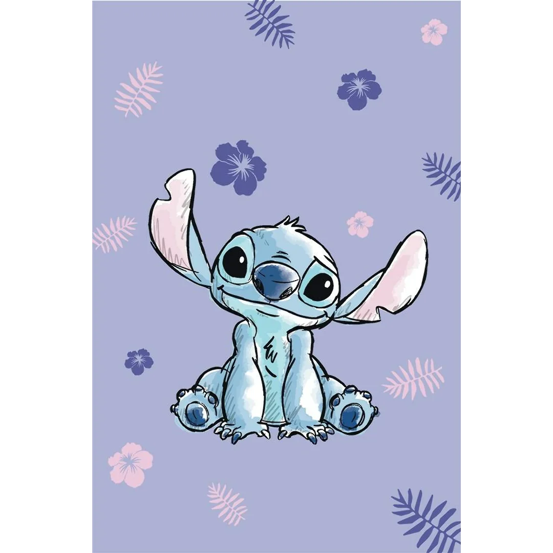 Koc z mikrofibry 100x150 Lilo and Stitch fioletowy JF24