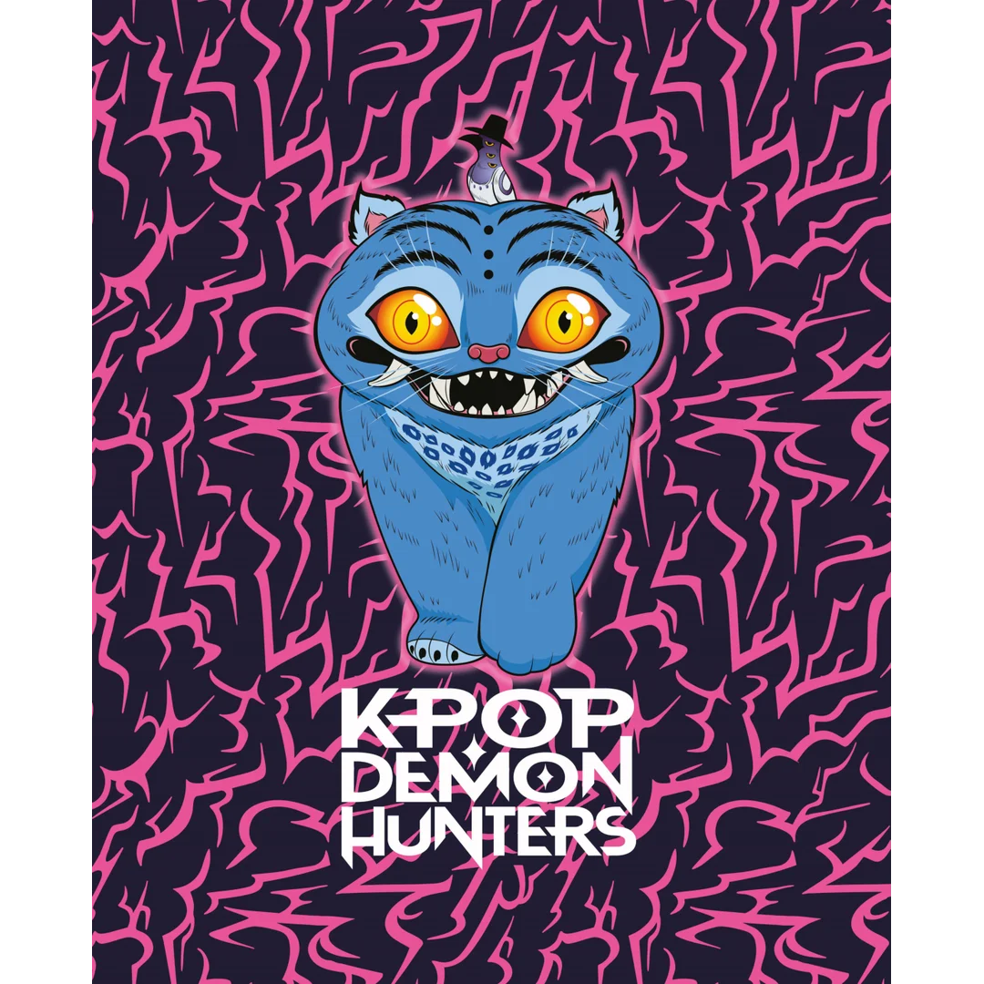 Koc z mikrofibry 130x160 K-POP Demon Hunter 05 czarny różowy puszysty H26