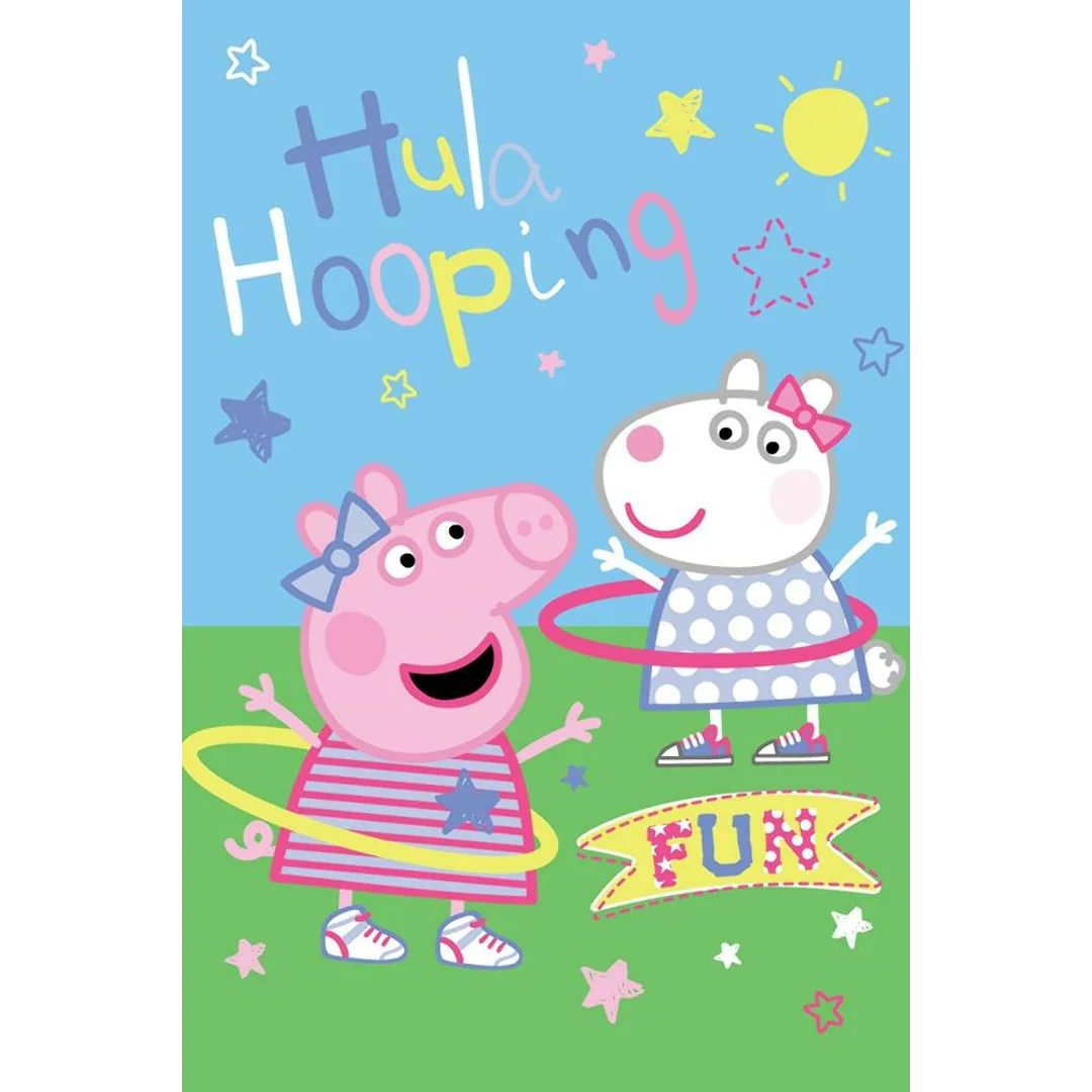 Kocyk polarowy 100x150 Świnka Peppa Pig 4383 fun zabawa pastele pled dziecięcy
