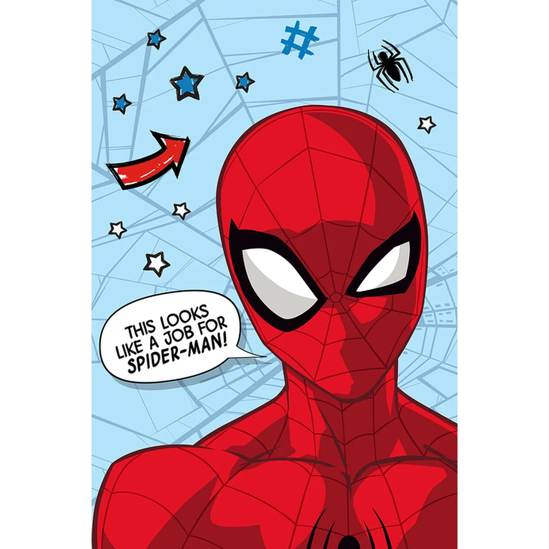 Kocyk z mikrofibry 100x150 Spider-man niebieski czerwony JF23