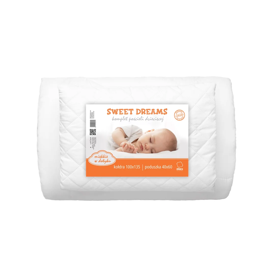 Kołdra dla dzieci 100x135 poduszka 40x60 Baby biała antyalergiczna Faro