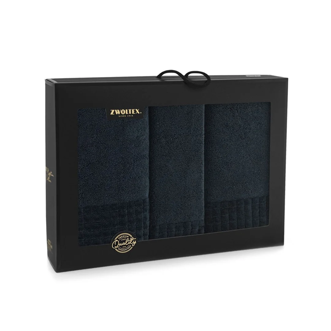 Komplet ręczników w pudełku 3 szt Paulo 3 AB Czarny-K74-5992 ręczniki 30x50 50x100 70x140