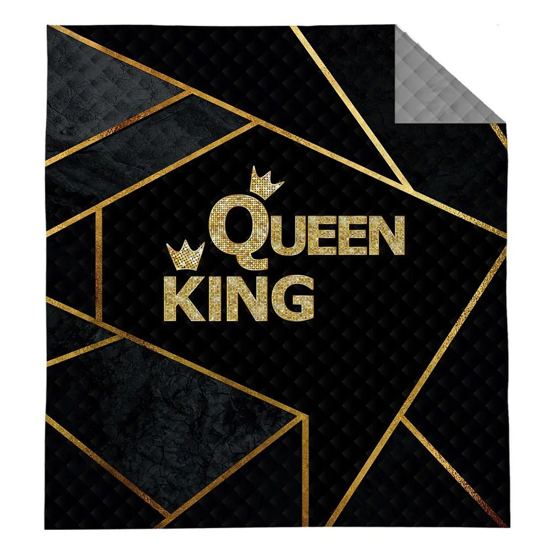 Narzuta dekoracyjna 170x210 Queen King czarna złota szara K_62 112 Bedspread