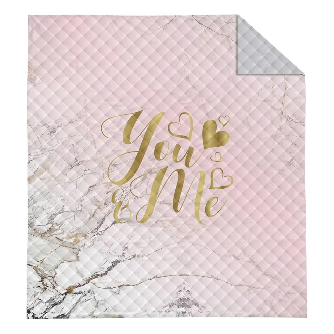 Narzuta dekoracyjna 220x240 You&Me różowa pudrowa złota K_68 112 Bedspread