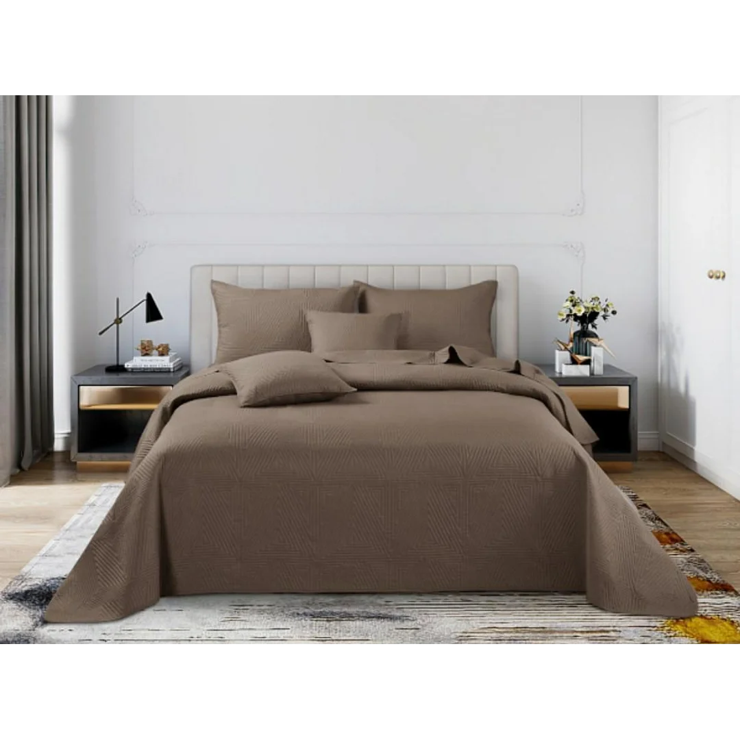 Narzuta dekoracyjna 75x150 Trio brązowa na fotel geometryczna I25